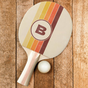 Distressed Retro Striped Dark with Initial Ping Pong Paddle