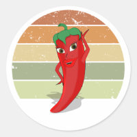 Distressed Retro Sunset Hot Pepper Diva Drawing