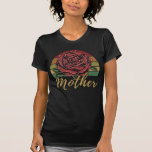 Distressed Retro Sunset Red Rose Mother T-Shirt<br><div class="desc">Show your love with this unique design featuring a vintage distressed retro sunset highlighting the lovely classic red rose with the word "blessed." Makes a one-of-a-kind gift for mother,  wife,  sister or friend. Add a personal message on the front or back.</div>