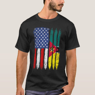 Distressed Retro Usa American Mozambique Flag Patr T-Shirt