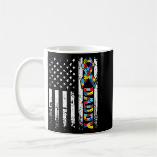 Distressed Retro Vintage American Flag Autism Dadd Coffee Mug
