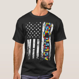 Distressed Retro Vintage American Flag Autism Dadd T-Shirt