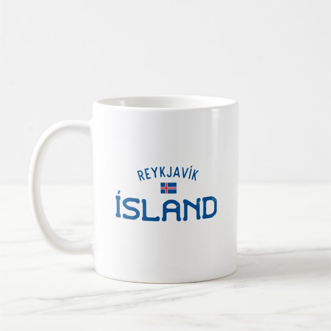 Distressed Reykjavik Island (Iceland) Coffee Mug (Left)