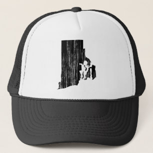 Distressed Rhode Island State Outline Trucker Hat