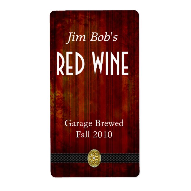 Distressed Rich Red Home Made Wine Labels (Front)