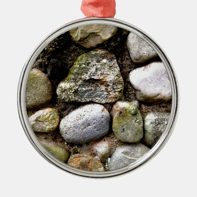 Distressed Rocks stones fieldstone pattern Metal Ornament (Front)