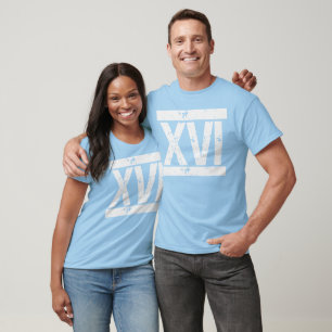 DISTRESSED Roman NUMERALS 16th Birthday Tee