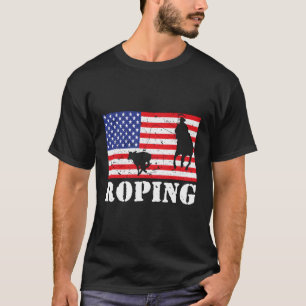 Distressed Roping Usa American Flag Vintage Rodeo T-Shirt