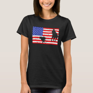 Distressed Roping Usa American Flag Vintage Rodeo T-Shirt