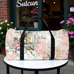 Distressed Rose Garden Floral Duffle Bag