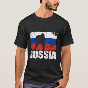 Distressed Russia Hockey Hoodie Russian Flag Playe T-Shirt