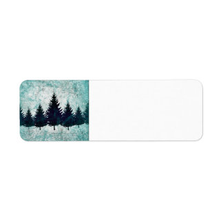 Distressed Rustic Evergreen Pine Trees Forest Return Address Label