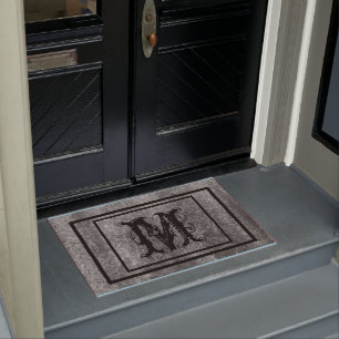 Distressed Rustic Stone Monogram Personalised Doormat