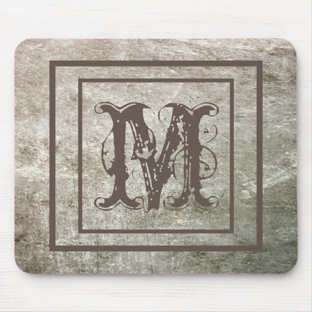 Distressed Rustic Stone Personalised Monogram Mouse Pad (Front)
