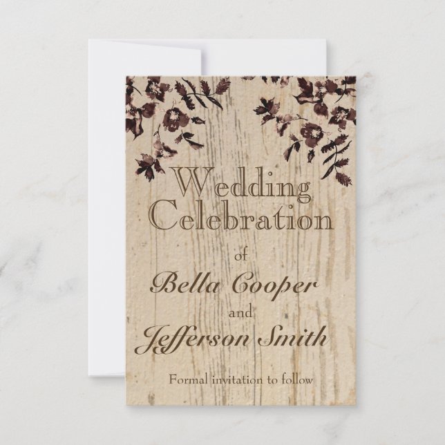 Distressed Rustic Wood Save The Date (Front)