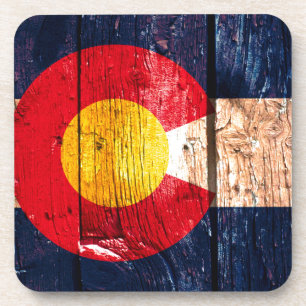 Distressed rustic wooden Colorado state flag Coaster