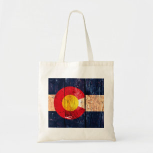 Distressed rustic wooden Colorado state flag Tote Bag