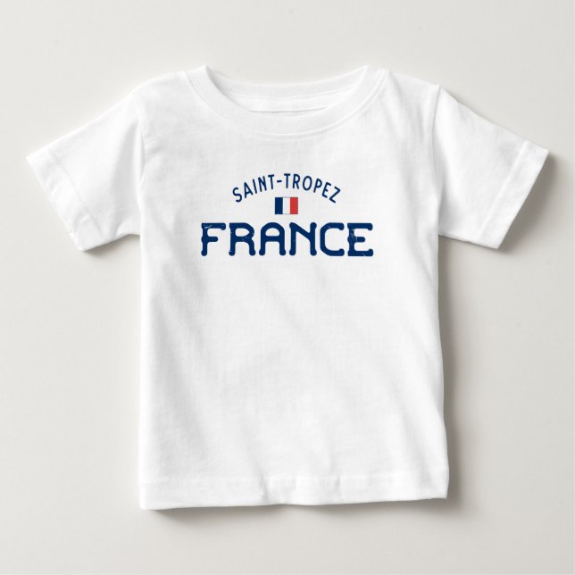 Distressed Saint-Tropez France Baby T-Shirt (Front)