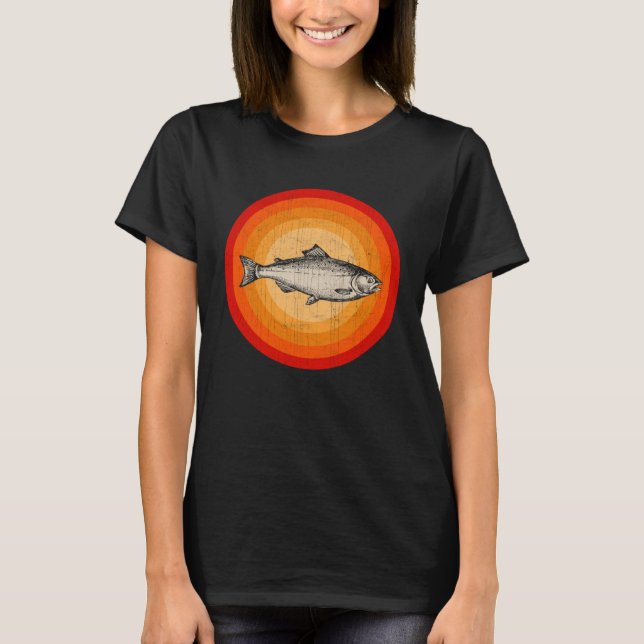 Distressed Salmon  Retro Style T-Shirt (Front)