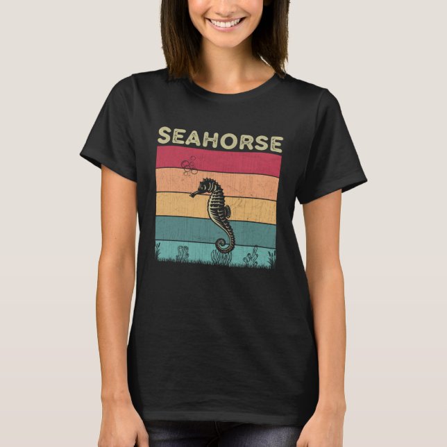 Distressed Seahorse  Boys Girls Retro Style Seahor T-Shirt (Front)