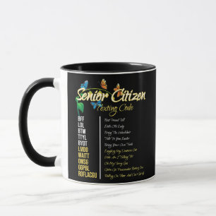 Distressed Senior Citizen Texting Code Grandpa Mug