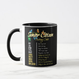 Distressed Senior Citizen Texting Code Grandpa Mug
