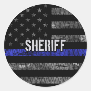 Distressed Sheriff Police Flag Classic Round Sticker