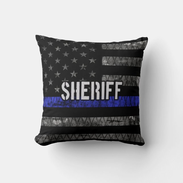 Distressed Sheriff Police Flag Cushion (Front)