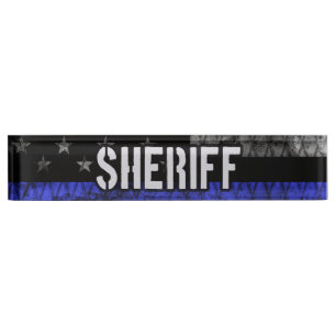 Distressed Sheriff Police Flag Nameplate