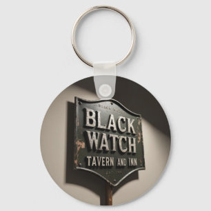 Distressed Sign Black Watch Inn Key Ring
