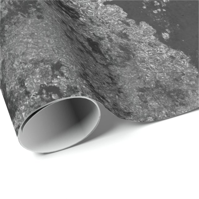 Distressed Silver Black Graphite  Grey Grungy Wrap Wrapping Paper (Roll Corner)