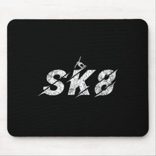 Distressed Sk8 Skate Skater Kids Boys Girls Skateb Mouse Pad