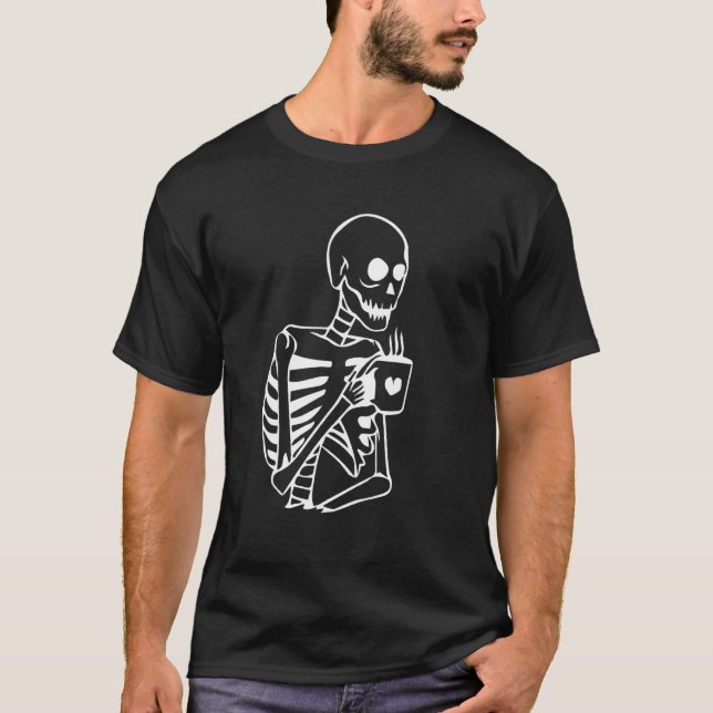 Distressed Skeleton Vintage Smiling Skull drinking T-Shirt (Front)