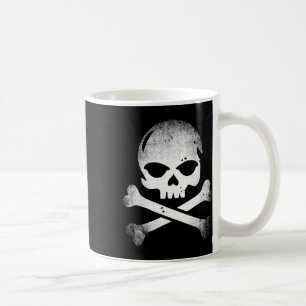 Distressed Skull And Crossbones Pirate Skull Cross Coffee Mug