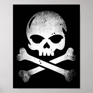 Distressed Skull And Crossbones Pirate Skull Cross Poster