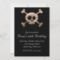 Distressed Skull Bones ANY EVENT Black Invitations