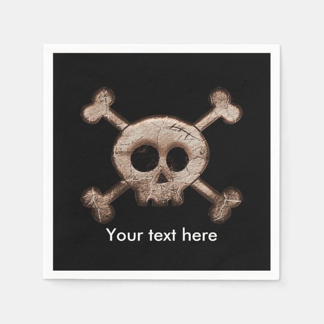 Distressed Skull & Bones Birthday Party Napkins (Front)
