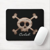 Distressed Skull & Bones Black Computer Mouse Pad (With Mouse)