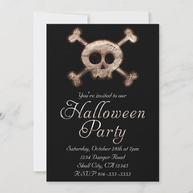 Distressed Skull Bones HALLOWEEN PARTY Invitations (Front)