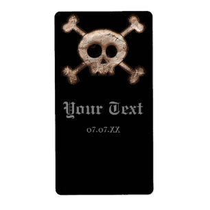 Distressed Skull Bones Halloween Party Wine Label