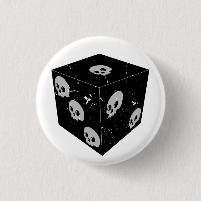 Distressed Skull Drawings Dice 3 Cm Round Badge (Front)