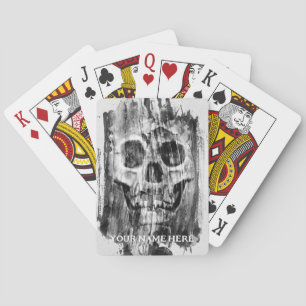 Distressed skull playing cards