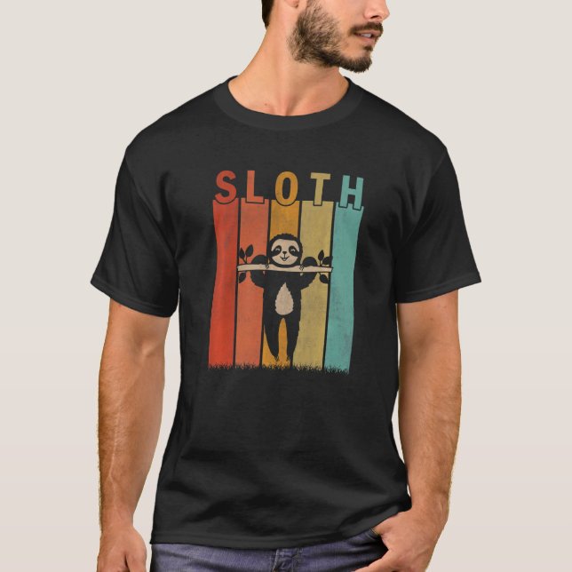 Distressed Sloth  Men Women Kid Cute Sloth Retro T-Shirt (Front)