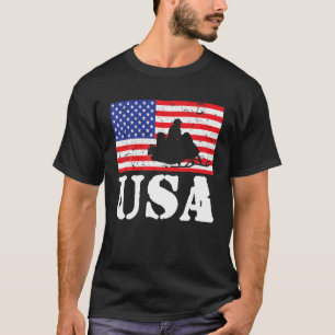 Distressed Snowmobile USA American Flag Vintage Sn T-Shirt