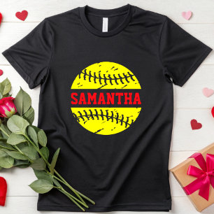 Distressed Softball Custom Name Softball Mum Sport T-Shirt