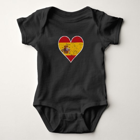 Distressed Spanish Flag Heart Baby Bodysuit
