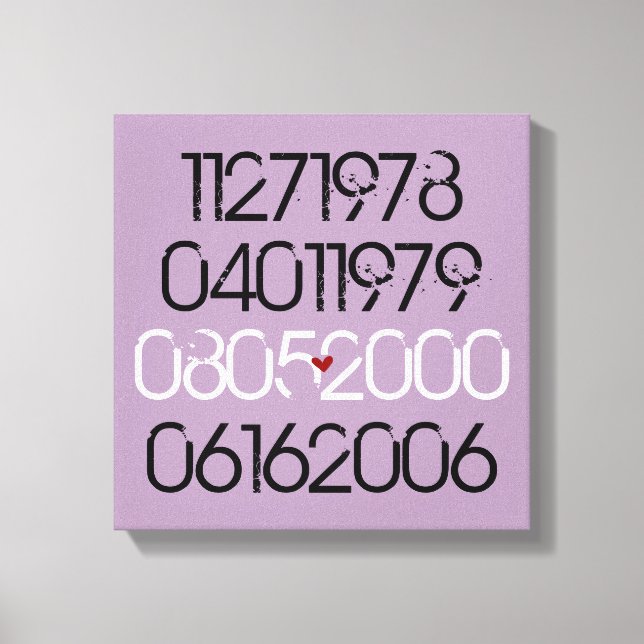 Distressed Special Dates Canvas Print (Front)