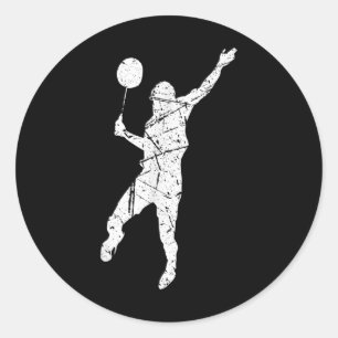 Distressed Sport Badminton Player Sporty Family Ma Classic Round Sticker