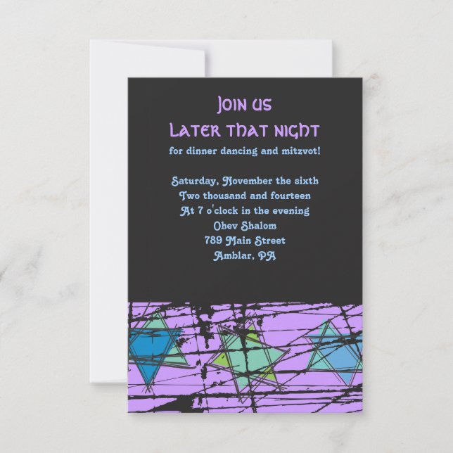 Distressed Stars Bar Bat Mitzvah Party Card (Front)