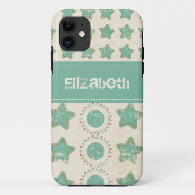 Distressed Stars & Circles Custom Name Case-Mate iPhone Case (Back)